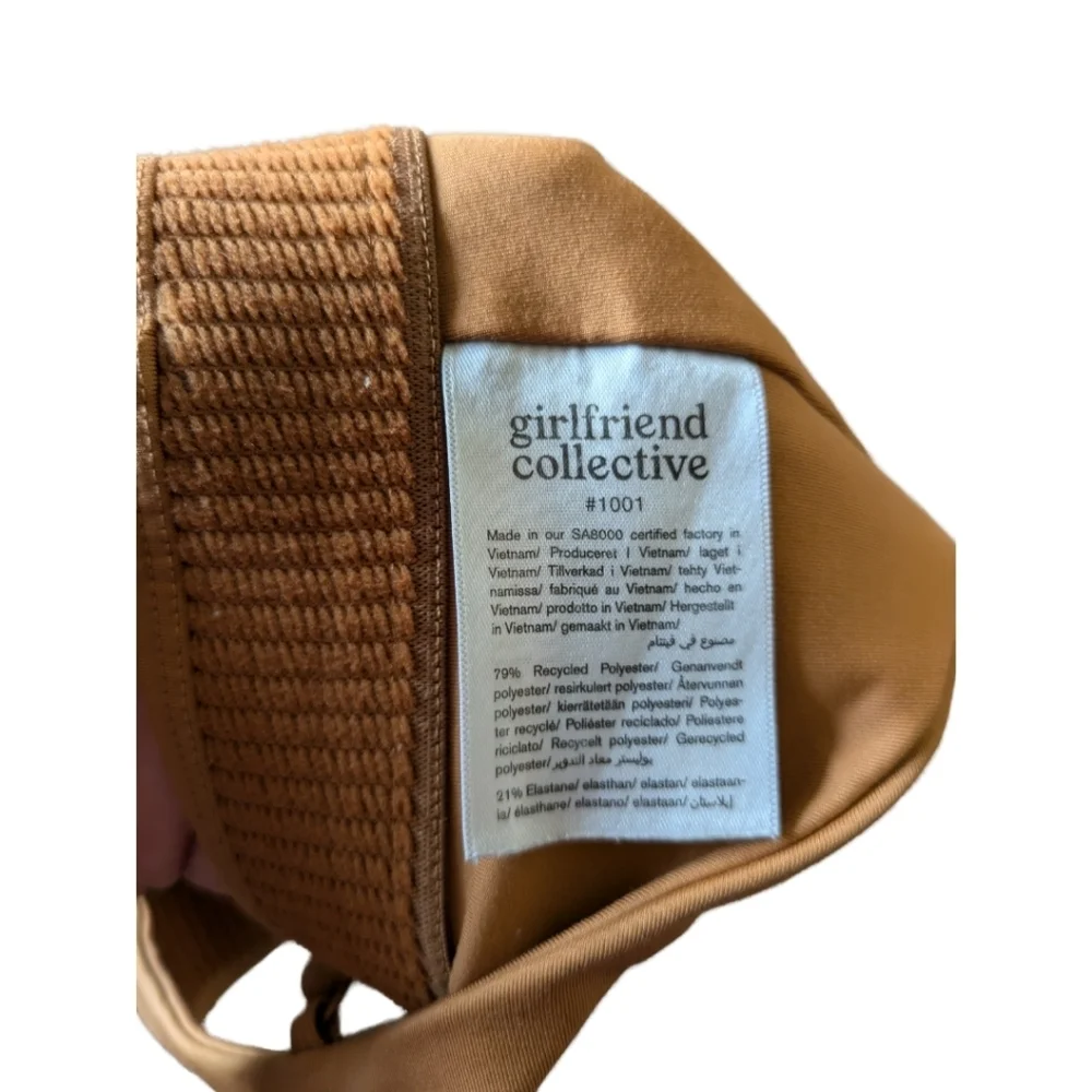 Girlfriend Collective Caramel/Gold Topanga Bra Top #1001 Yoga Athleisure sz S - Picture 5 of 8